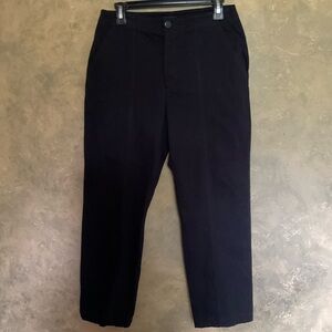 Naf Naf High Rise Straight Leg Cropped Black Front Seam Trousers